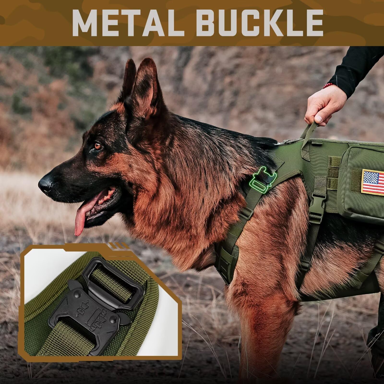 Forestpaw Dog Harness Medium Sized,Tactical Dog Harness With Handle,No Pull Military Style Service Dog Vest With Pockets Adjusta